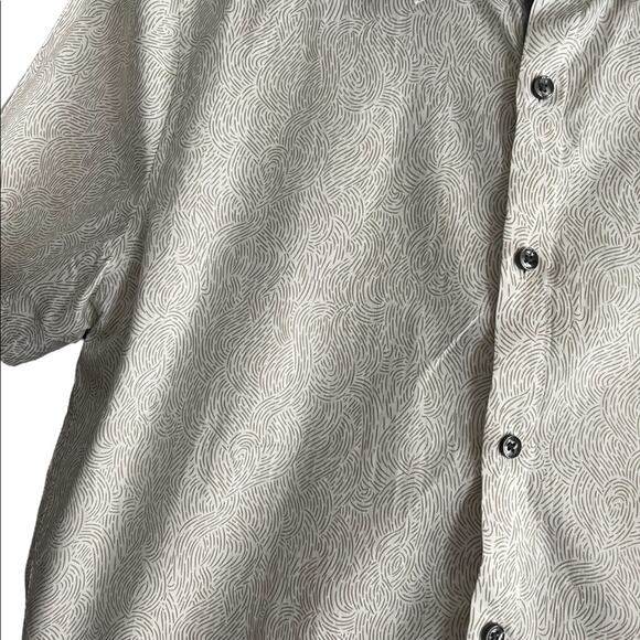 Ryan Seacrest Distinction Tan white shirt sleeve button down collared shirt med - Picture 3 of 10